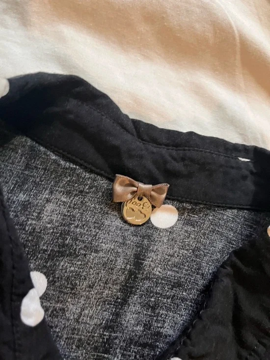 Poof! Black Short-Sleeve Button-Up Shirt with White Polka Dots - Picture 3 of 6